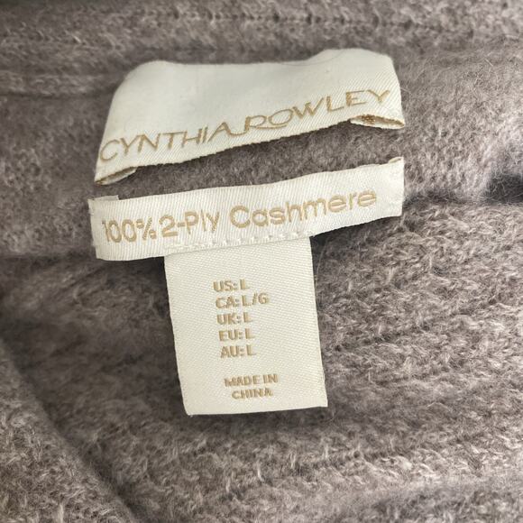 Cynthia Rowley Sweater Mock Cowl Turtleneck Beige Tan Knit Pullover Cashmere L - Picture 9 of 9